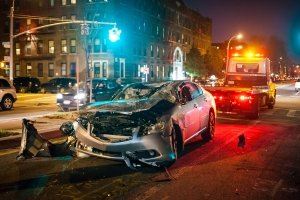 car crash in Atlanta at night